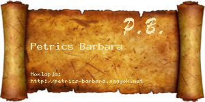 Petrics Barbara névjegykártya
